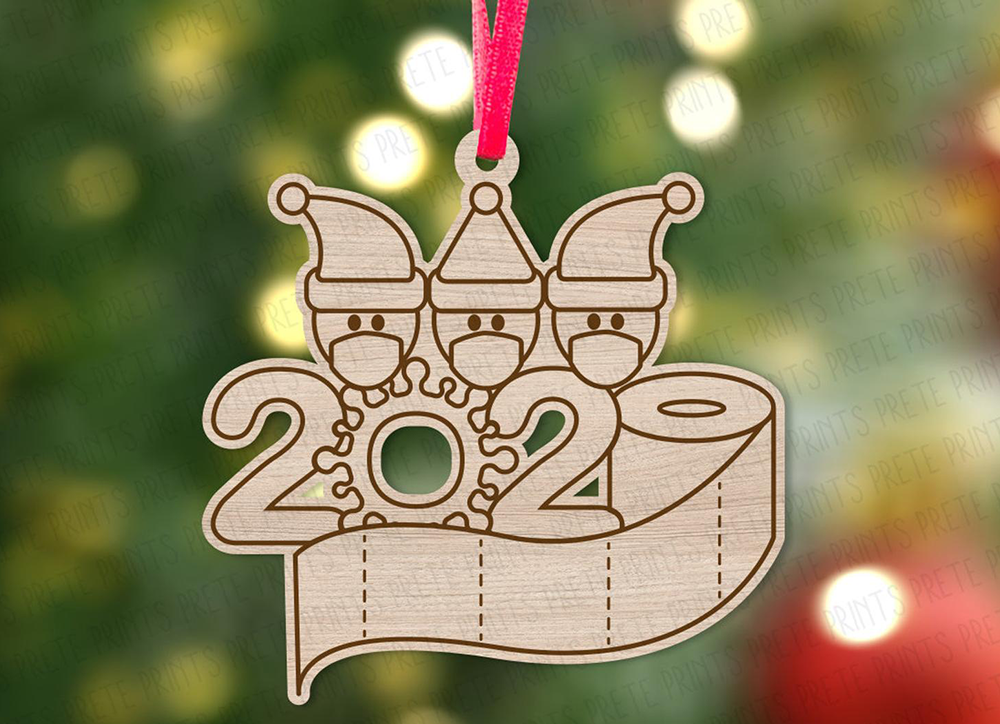 Laser Cut 2020 Humorous Holiday Ornament Designs